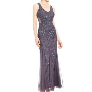 Adrianna Papell Long Beaded Evening Gown